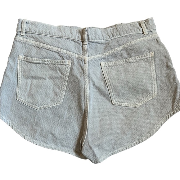 Zara Light Wash Denim Shorts — High Rise Curved Hem, Size 12 - Picture 3 of 7